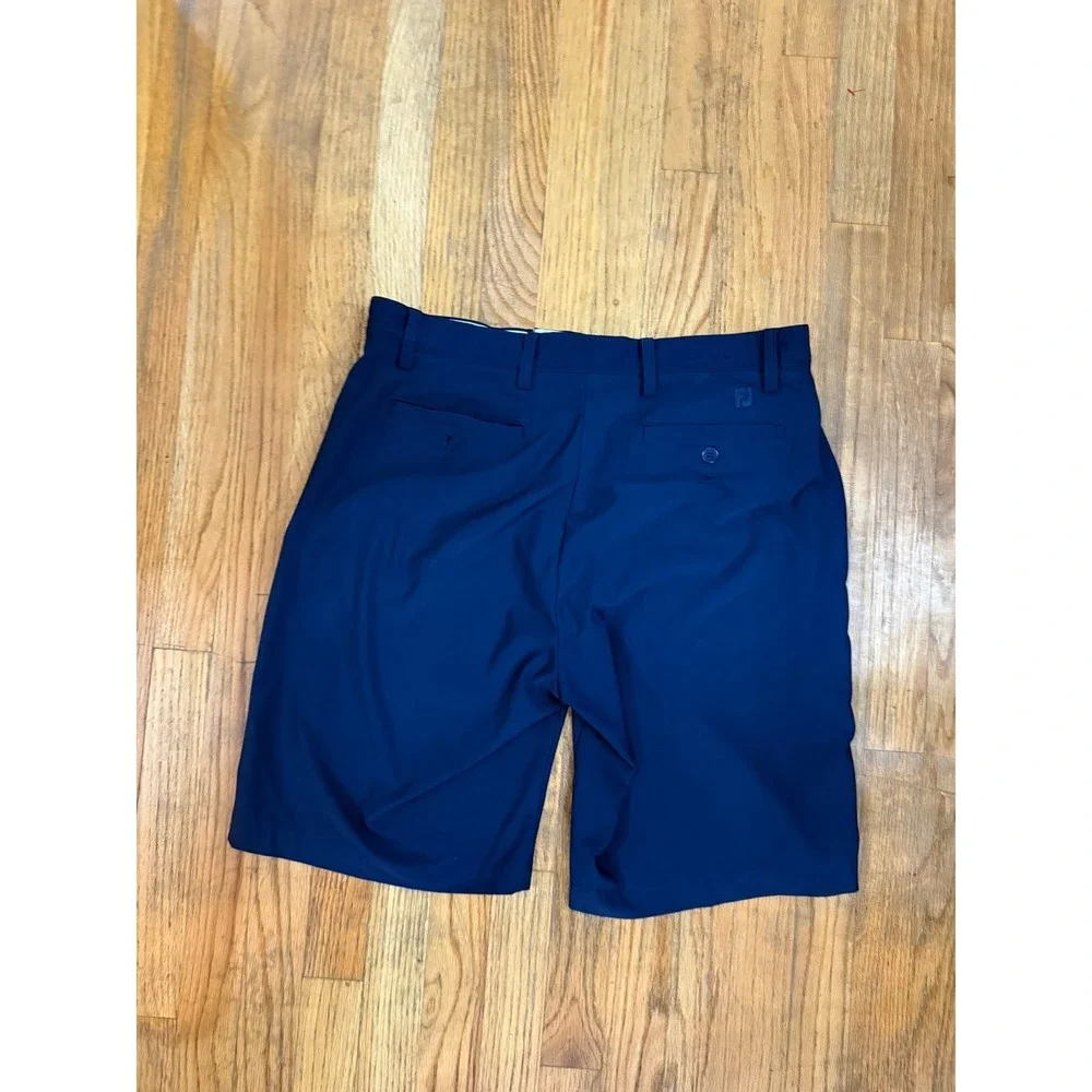 FootJoy FJ Mens 34 Golf Shorts Navy Blue Flat Front Performance Stretch Flaw
